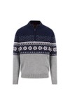 Fynch Hatton Mens Blue Troyer Lambswool Knitted 1/2 Zip Jumper