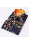 Claudio Lugli Mens Blue Flight Map Shirt
