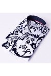 Claudio Lugli Mens White Floral Flock Shirt