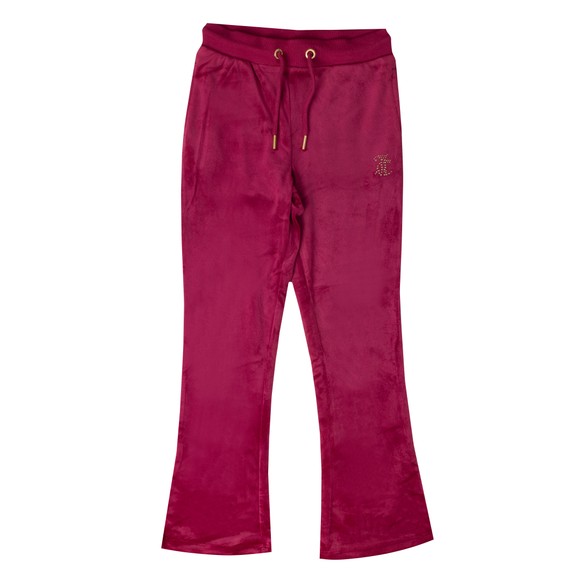 Juicy Couture Girls Red Diamante Velour Loose Jogger main image