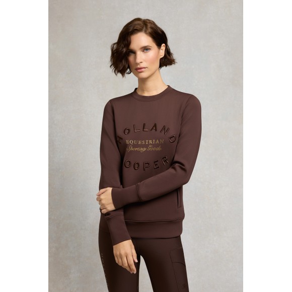 Holland Cooper Womens Brown Crystal Crew Neck Sweat main image