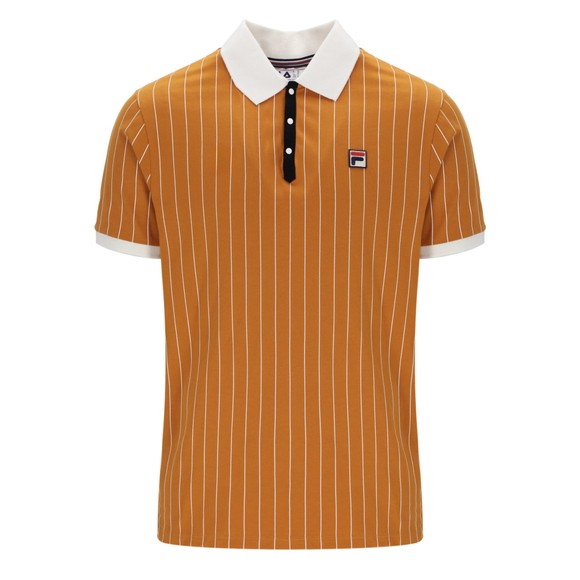 Fila Mens Orange Classic Vintage Striped Polo Shirt main image