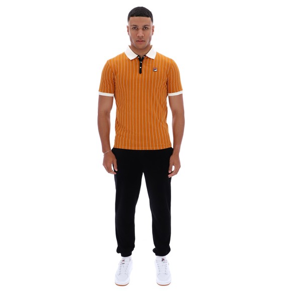 Fila Mens Orange Classic Vintage Striped Polo Shirt main image