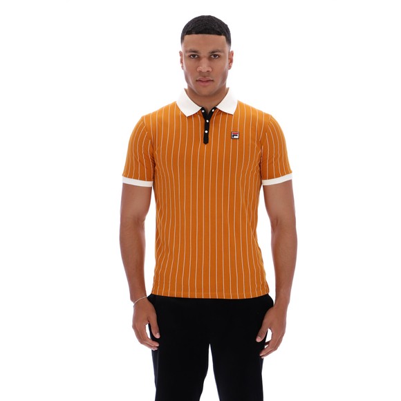 Fila Mens Orange Classic Vintage Striped Polo Shirt main image