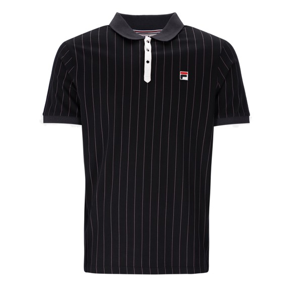 Fila Mens Black Classic Vintage Striped Polo Shirt main image