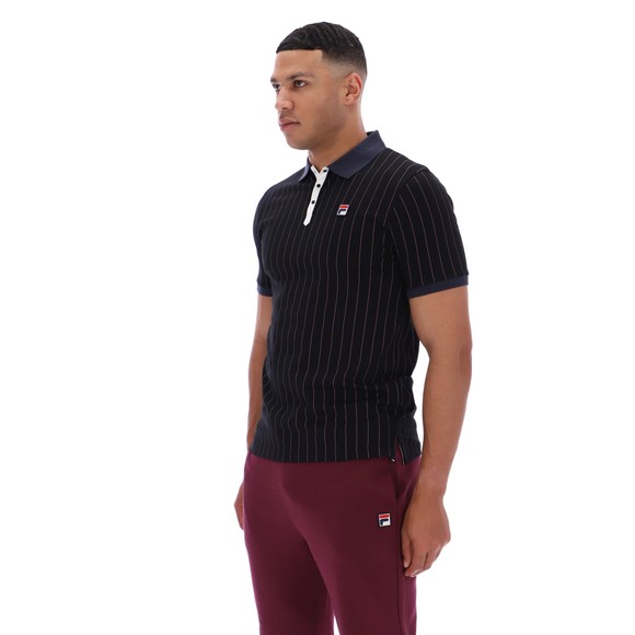 Fila Mens Black Classic Vintage Striped Polo Shirt main image