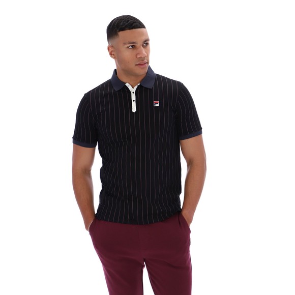 Fila Mens Black Classic Vintage Striped Polo Shirt main image