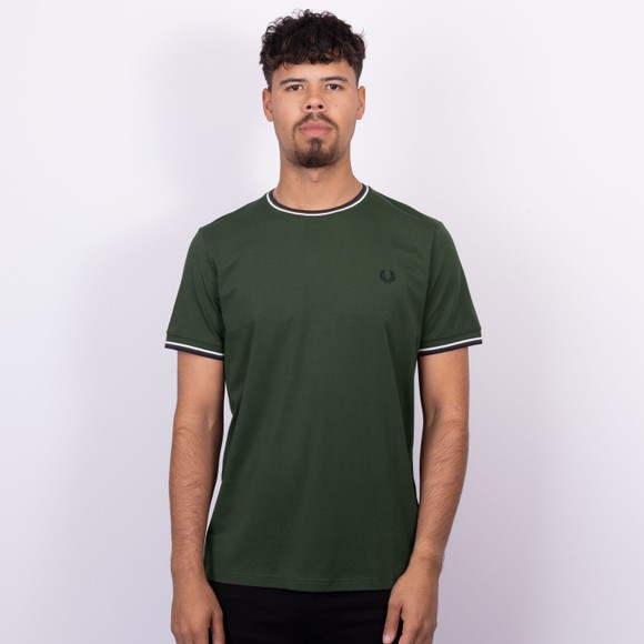 Fred Perry Mens Green Twin Tipped T-Shirt main image