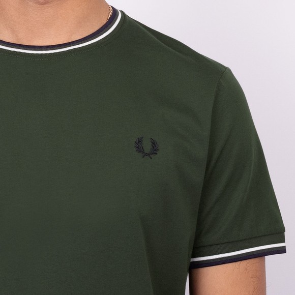 Fred Perry Mens Green Twin Tipped T-Shirt main image