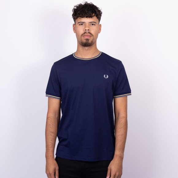 Fred Perry Mens Blue Twin Tipped T-Shirt main image