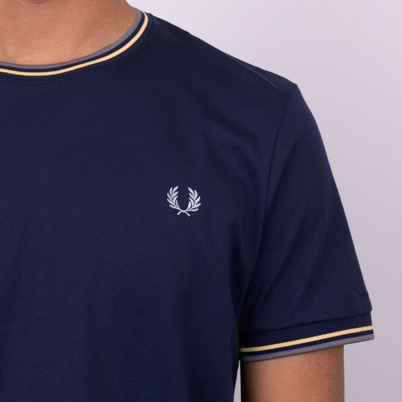 Fred Perry Mens Blue Twin Tipped T-Shirt main image