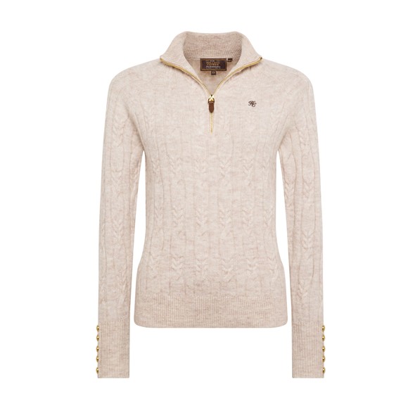 Holland Cooper Womens Beige Bridget Quarter Zip Knit Jumper main image