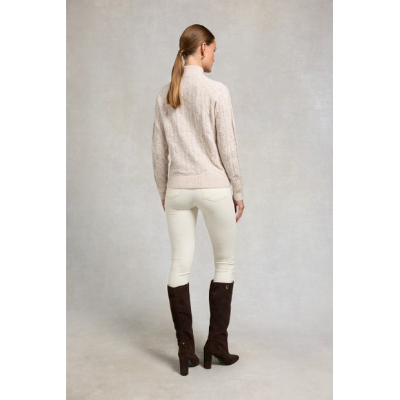 Holland Cooper Womens Beige Bridget Quarter Zip Knit Jumper main image
