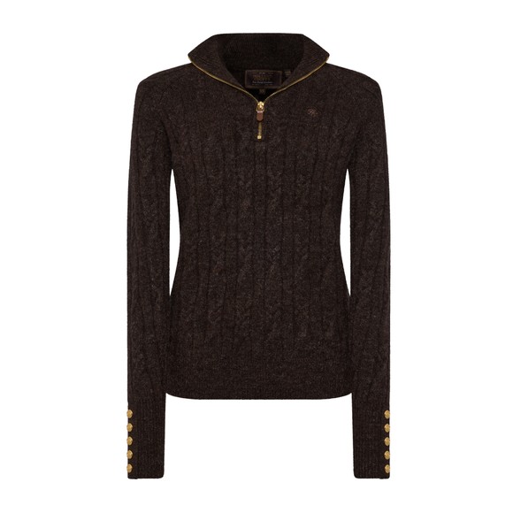 Holland Cooper Womens Brown Bridget Quarter Zip Knit Jumper main image