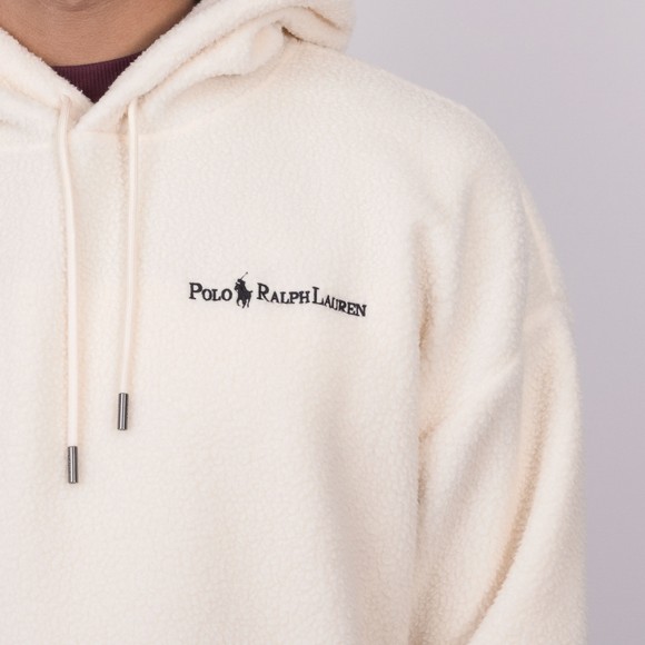 Polo Ralph Lauren Mens Off-White Relaxed Fit Logo Pile Fleece Hoodie #3