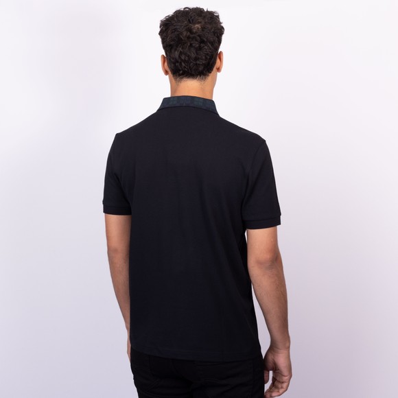 Fred Perry Mens Black Blackwatch Tartan Collar Polo Shirt main image