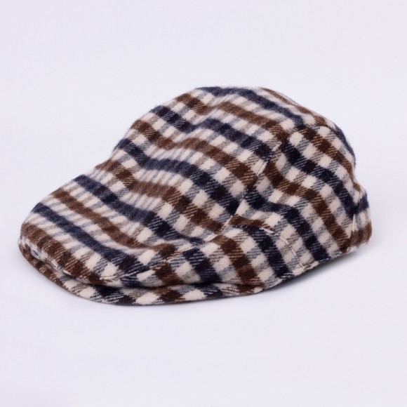 Aquascutum Mens Blue Club Check Flat Cap main image