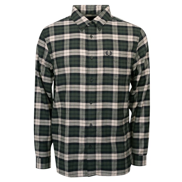 Fred Perry Mens Green Brushed Twill Tartan Shirt main image