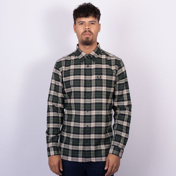 Fred Perry Mens Green Brushed Twill Tartan Shirt main image