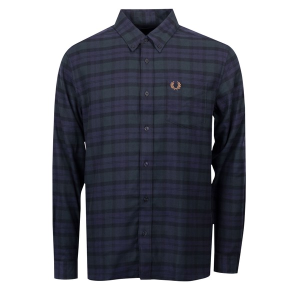 Fred Perry Mens Green Blackwatch Tartan Brushed Twill Shirt main image