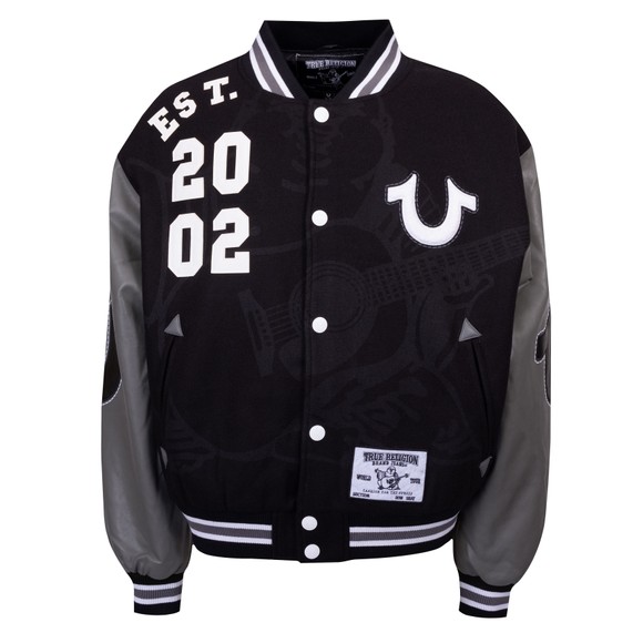 True Religion Mens Black Boxy Varsity Jacket main image