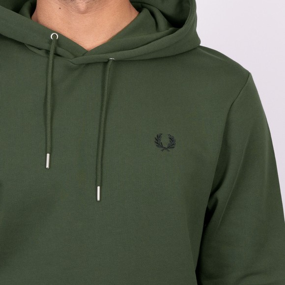 Fred Perry Mens Green Tipped Hooded Sweatshirt main image
