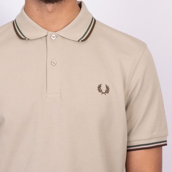 Fred Perry Mens Beige Twin Tipped Polo Shirt main image