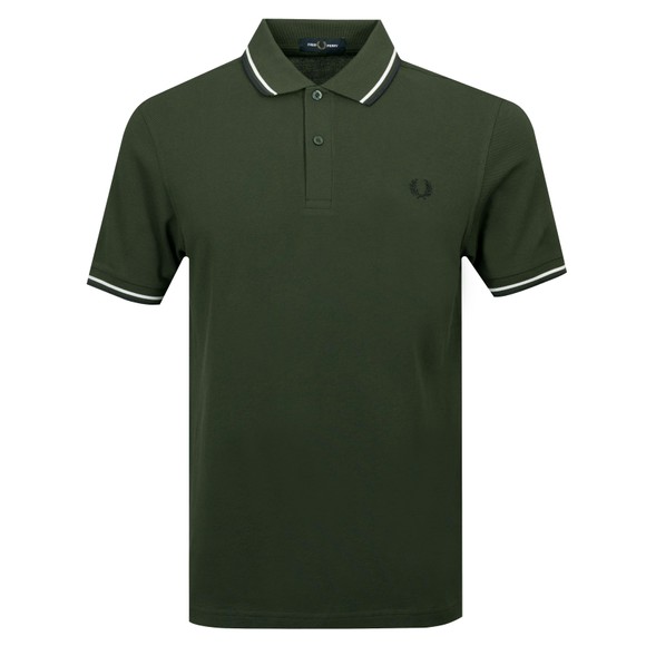 Fred Perry Mens Green Twin Tipped Polo Shirt main image