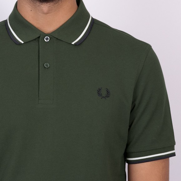 Fred Perry Mens Green Twin Tipped Polo Shirt main image