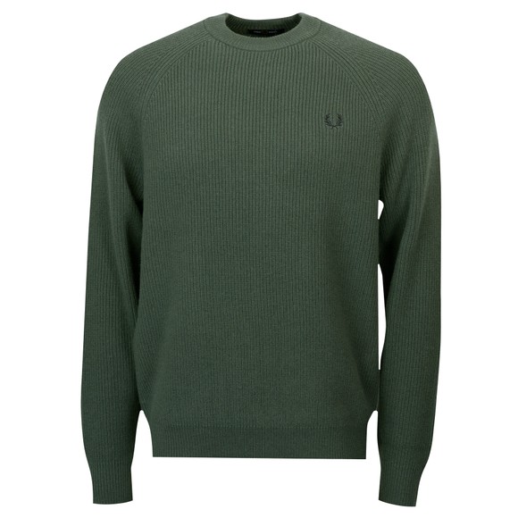 Fred Perry Mens Green Lambswool Raglan Knitted Jumper main image