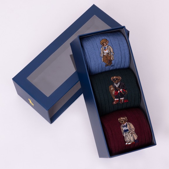 Polo Ralph Lauren Mens Black Polo Bear Crew 3 Sock Gift Set main image