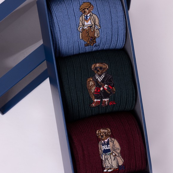 Polo Ralph Lauren Mens Black Polo Bear Crew 3 Sock Gift Set main image