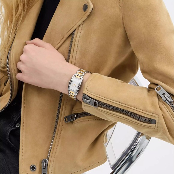 Coach Womens Silver Reese Two Tone Diamond Detail Watch #3