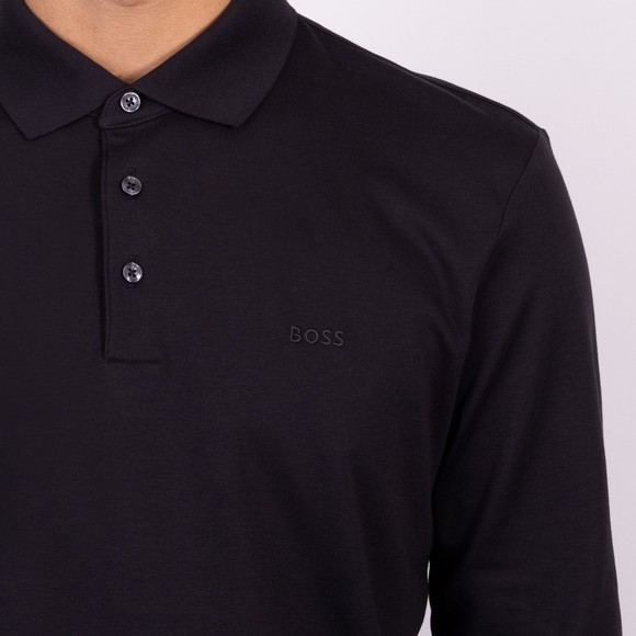 BOSS Mens Black Formal Pado 30 Long Sleeve Polo Shirt main image