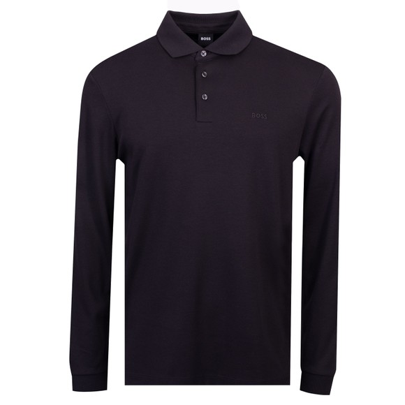BOSS Mens Black Formal Pado 30 Long Sleeve Polo Shirt main image