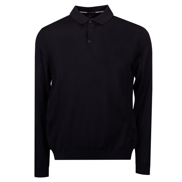 BOSS Mens Black Formal Lancione Knitted Long Sleeve Polo Shirt main image