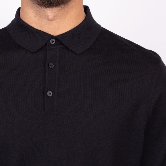 BOSS Mens Black Formal Lancione Knitted Long Sleeve Polo Shirt main image