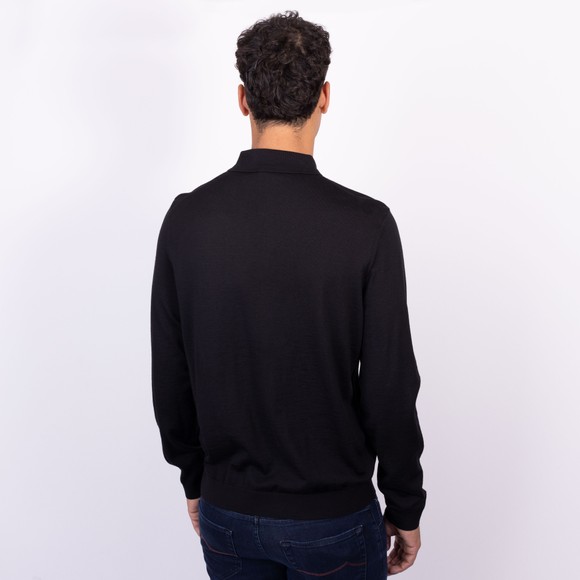 BOSS Mens Black Formal Lancione Knitted Long Sleeve Polo Shirt main image
