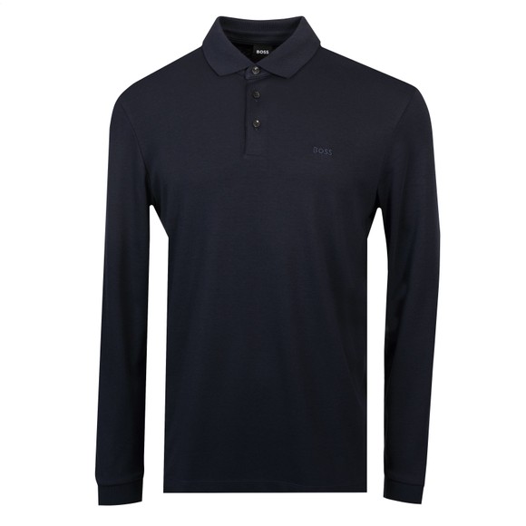BOSS Mens Blue Formal Pado 30 Long Sleeve Polo Shirt main image
