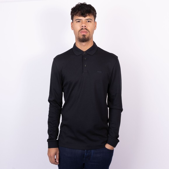 BOSS Mens Blue Formal Pado 30 Long Sleeve Polo Shirt main image