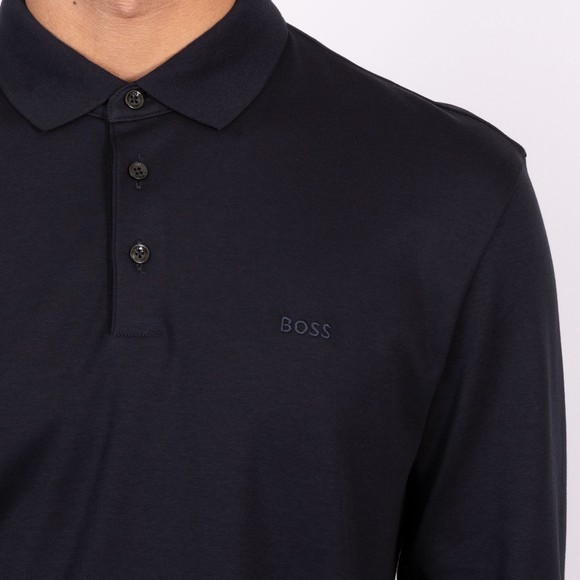 BOSS Mens Blue Formal Pado 30 Long Sleeve Polo Shirt main image