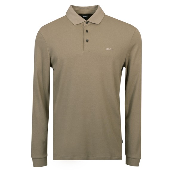 BOSS Mens Brown Formal Pado 30 Long Sleeve Polo Shirt main image