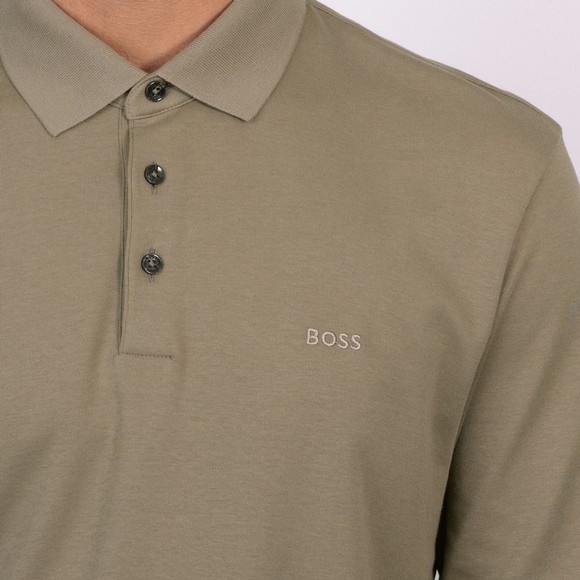 BOSS Mens Brown Formal Pado 30 Long Sleeve Polo Shirt main image
