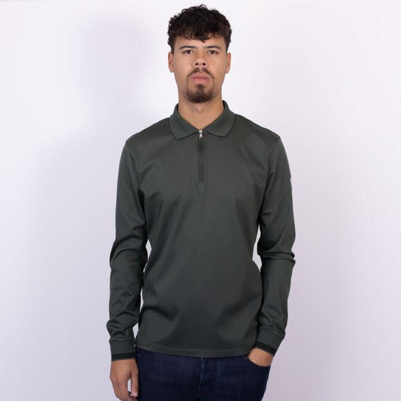 Sandbanks Mens Grey L/S Silicone Zip Polo Shirt main image