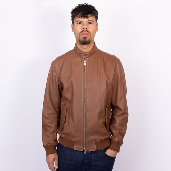 BOSS Mens Brown Formal H Moiner Leather Jacket main image