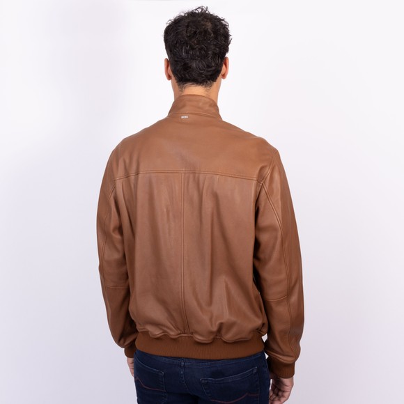 BOSS Mens Brown Formal H Moiner Leather Jacket main image