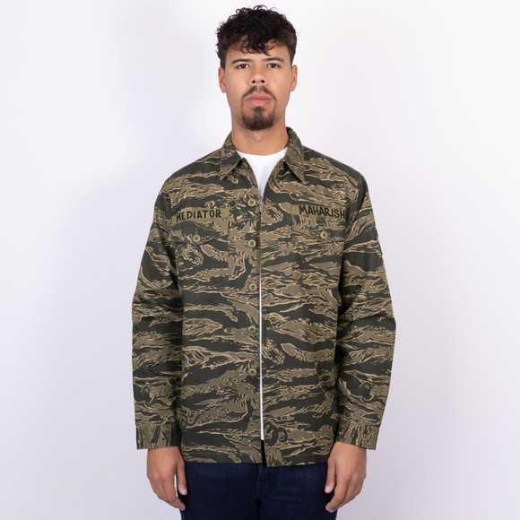 Maharishi Mens Green Bonsai Tigerstripe L/S Utility Shirt main image