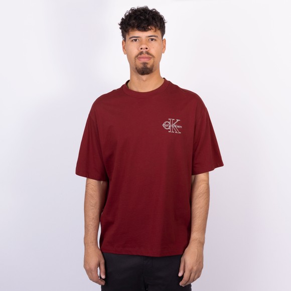 Calvin Klein Jeans Mens Red Micro Monologo T-Shirt