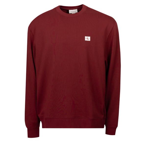 Calvin Klein Jeans Mens Red Terry Badge Sweatshirt