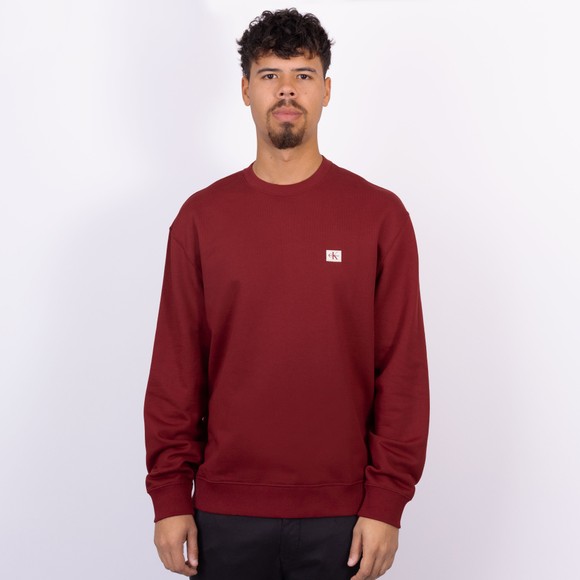 Calvin Klein Jeans Mens Red Terry Badge Sweatshirt